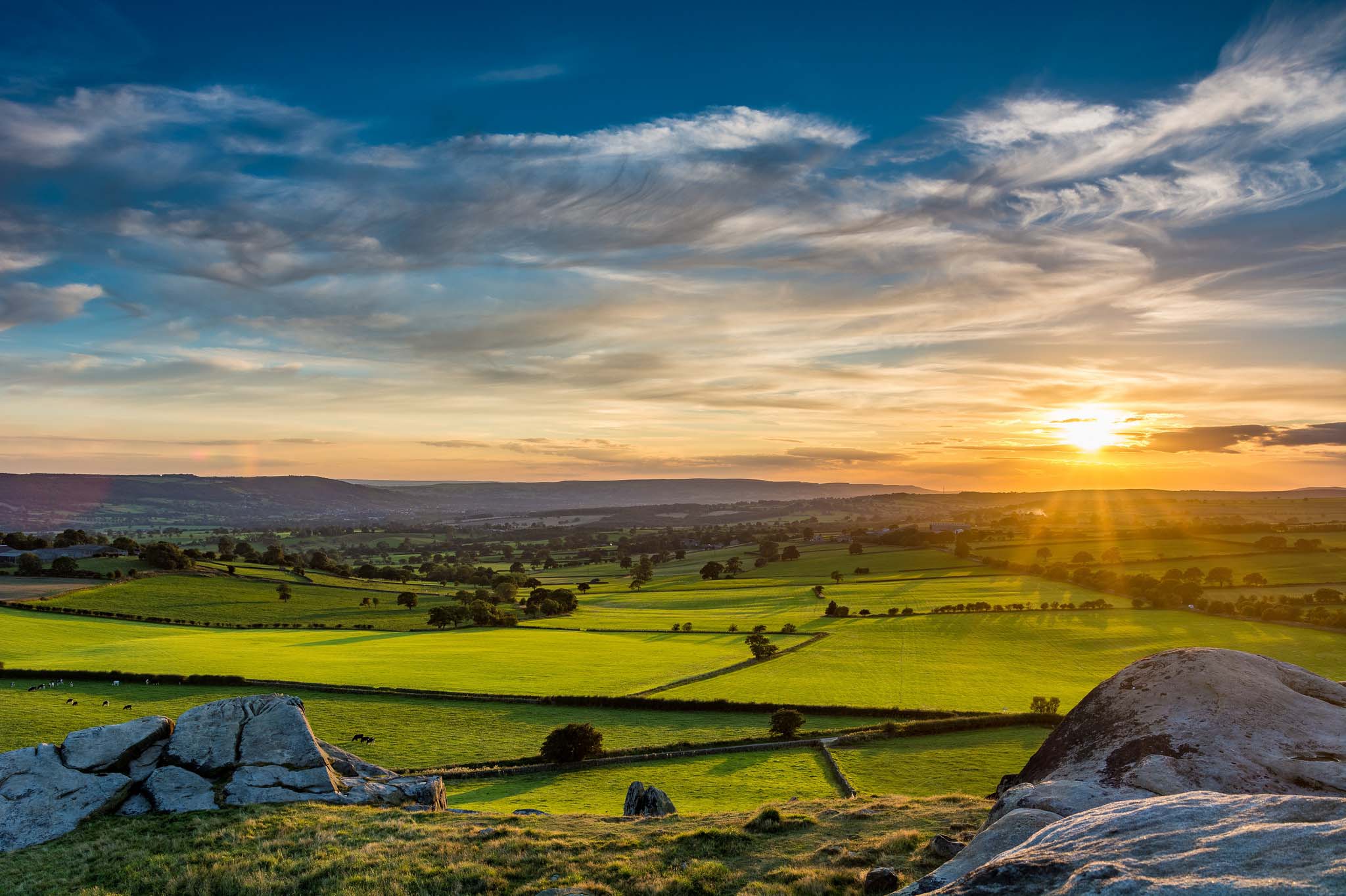 Brimham Rocks, once known as Brimham Crags, is a 183.9-hectare biological Site of Special Scientific Interest and Geological Conservation Review site, 8 miles north-west of Harrogate, North Yorkshire, England, on Brimham Moor in the Nidderdale Area of Outstanding Natural Beauty.